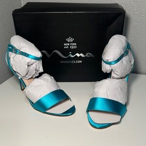 Nina Women's Blue Satin Sandals- Venetia